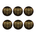Golden Spiritual Dragonfly Print Coaster Set
