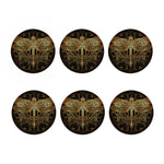 Golden Spiritual Dragonfly Print Coaster Set