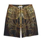 Golden Spiritual Dragonfly Print Cotton Shorts