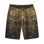 Golden Spiritual Dragonfly Print Cotton Shorts