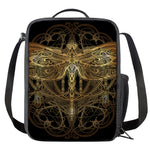 Golden Spiritual Dragonfly Print Crossbody Lunch Bag