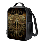 Golden Spiritual Dragonfly Print Crossbody Lunch Bag