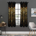 Golden Spiritual Dragonfly Print Grommet Curtain Panels
