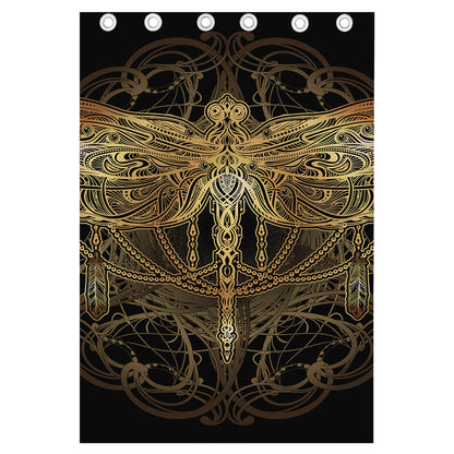 Golden Spiritual Dragonfly Print Curtain