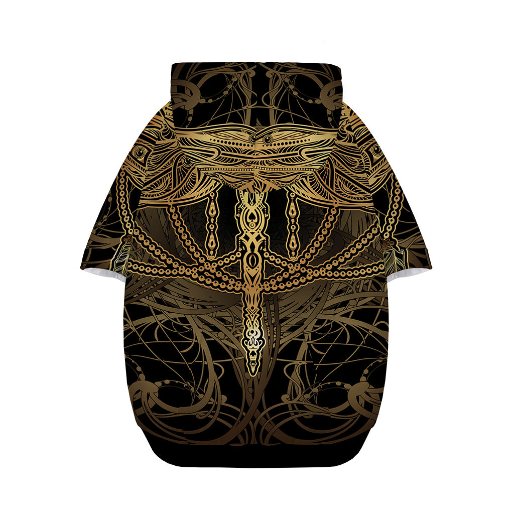 Golden Spiritual Dragonfly Print Dog Zip Up Hoodie