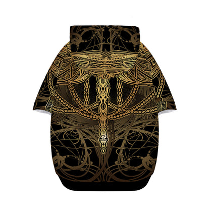 Golden Spiritual Dragonfly Print Dog Zip Up Hoodie
