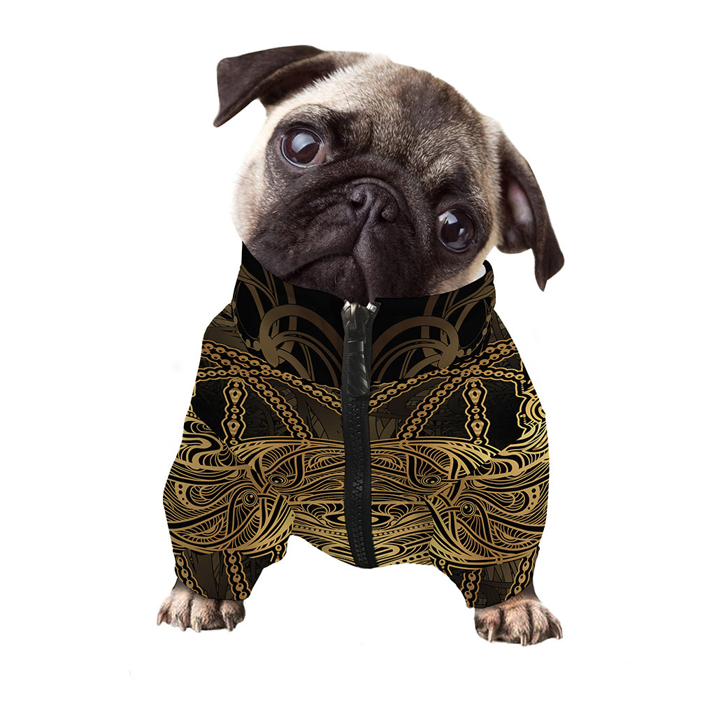 Golden Spiritual Dragonfly Print Dog Zip Up Jacket