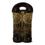 Golden Spiritual Dragonfly Print Double Neoprene Wine Tote