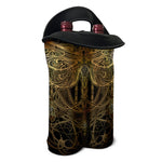 Golden Spiritual Dragonfly Print Double Neoprene Wine Tote