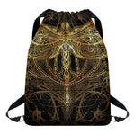 Golden Spiritual Dragonfly Print Drawstring Backpack