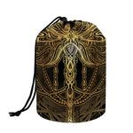 Golden Spiritual Dragonfly Print Drawstring Makeup Bag