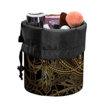 Golden Spiritual Dragonfly Print Drawstring Makeup Bag