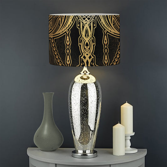 Golden Spiritual Dragonfly Print Drum Lamp Shade