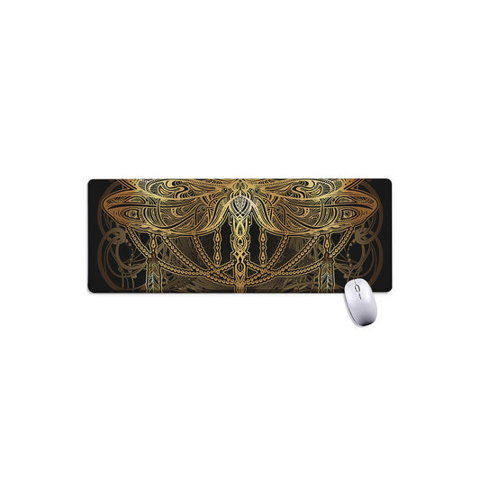 Golden Spiritual Dragonfly Print Extended Mouse Pad