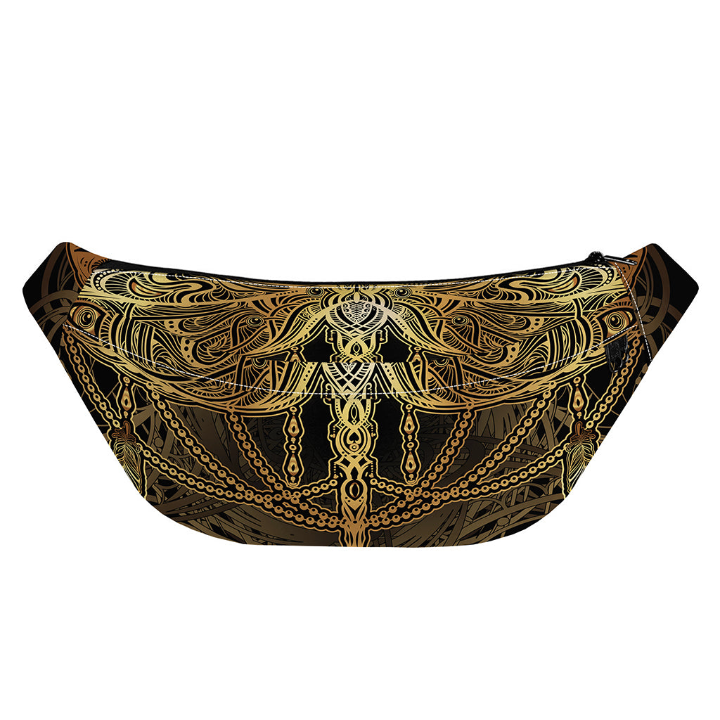 Golden Spiritual Dragonfly Print Fanny Pack