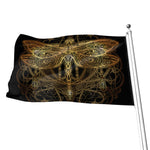 Golden Spiritual Dragonfly Print Flag