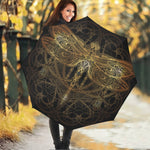 Golden Spiritual Dragonfly Print Foldable Umbrella