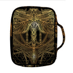 Golden Spiritual Dragonfly Print Front Pocket Bible Bag