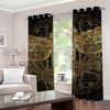 Golden Spiritual Dragonfly Print Grommet Curtains