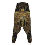 Golden Spiritual Dragonfly Print Hammer Pants