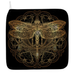 Golden Spiritual Dragonfly Print Hand Towel