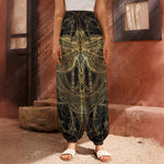Golden Spiritual Dragonfly Print Harem Pants