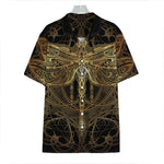 Golden Spiritual Dragonfly Print Hawaiian Shirt