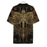 Golden Spiritual Dragonfly Print Hawaiian Shirt