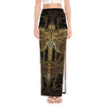 Golden Spiritual Dragonfly Print High Slit Maxi Skirt