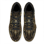 Golden Spiritual Dragonfly Print High Top Leather Sneakers
