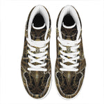 Golden Spiritual Dragonfly Print High Top Leather Sneakers
