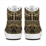 Golden Spiritual Dragonfly Print High Top Leather Sneakers