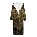 Golden Spiritual Dragonfly Print Hooded Bathrobe