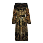 Golden Spiritual Dragonfly Print Hooded Bathrobe