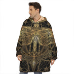 Golden Spiritual Dragonfly Print Hoodie Blanket