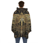 Golden Spiritual Dragonfly Print Hoodie Blanket
