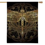 Golden Spiritual Dragonfly Print House Flag