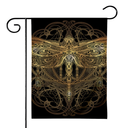 Golden Spiritual Dragonfly Print House Flag