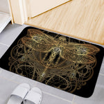 Golden Spiritual Dragonfly Print Indoor Door Mat