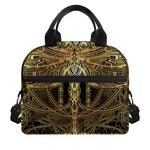 Golden Spiritual Dragonfly Print Insulated Lunch Bag