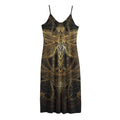Golden Spiritual Dragonfly Print Jersey Midi Cami Dress