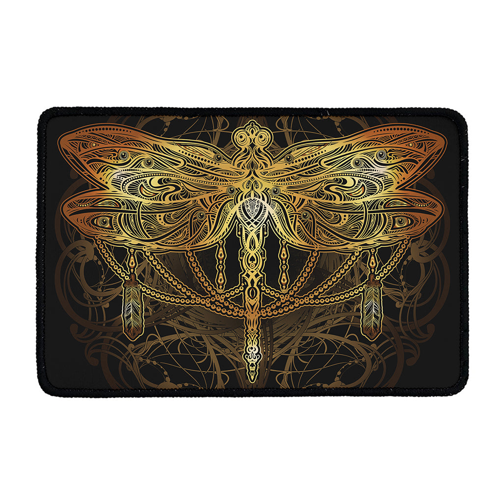 Golden Spiritual Dragonfly Print Kitchen Mat