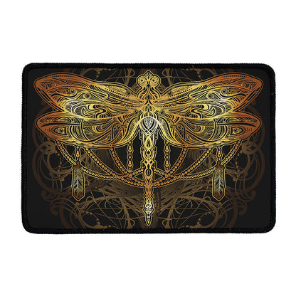 Golden Spiritual Dragonfly Print Kitchen Mat
