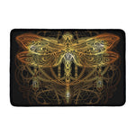 Golden Spiritual Dragonfly Print Kitchen Mat