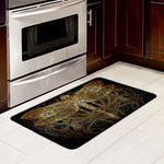 Golden Spiritual Dragonfly Print Kitchen Mat