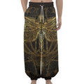 Golden Spiritual Dragonfly Print Lantern Pants