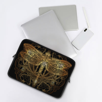 Golden Spiritual Dragonfly Print Laptop Sleeve