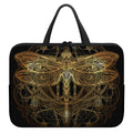 Golden Spiritual Dragonfly Print Laptop Sleeve With Handle