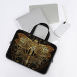 Golden Spiritual Dragonfly Print Laptop Sleeve With Handle