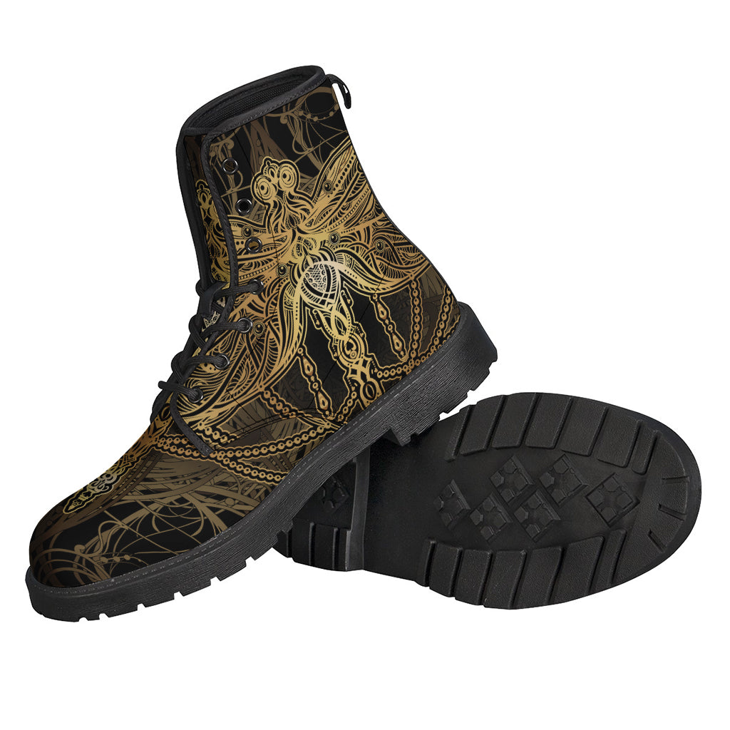 Golden Spiritual Dragonfly Print Backpack